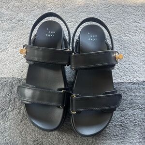 A New Day Black Strappy Sandals
